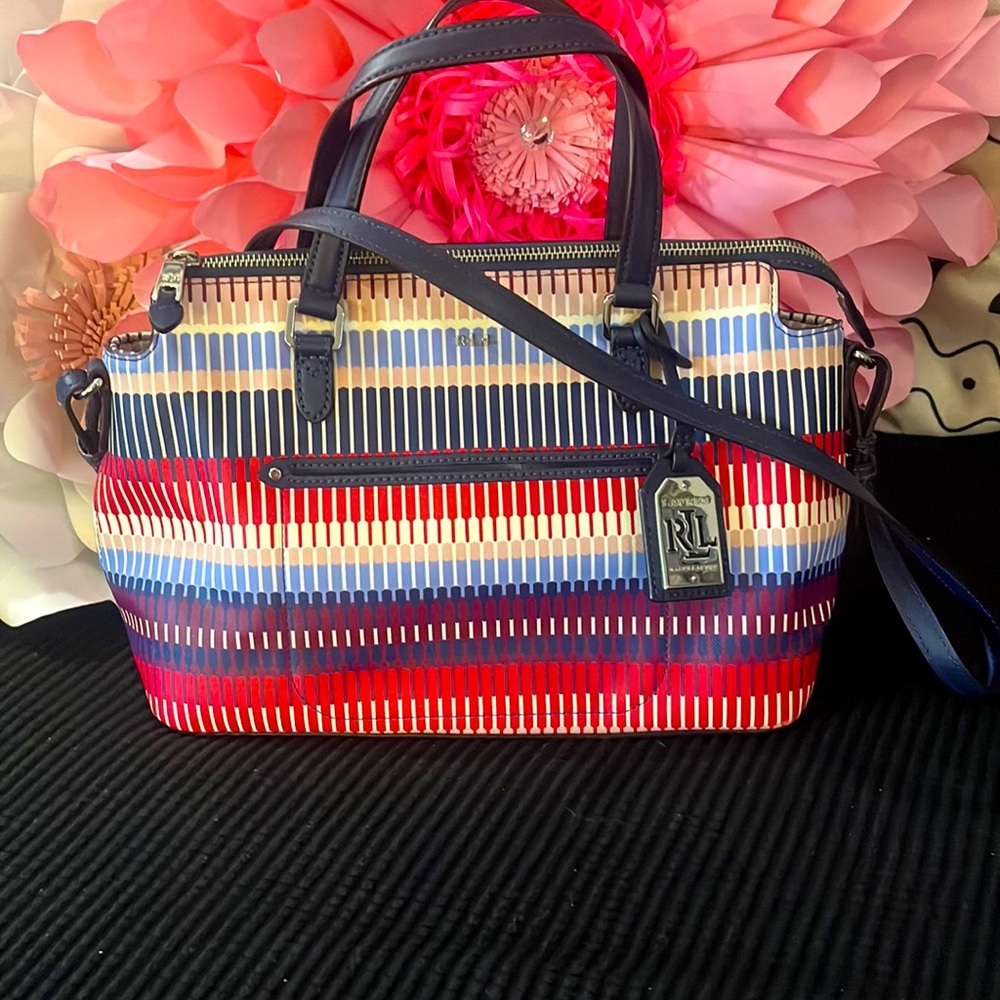 Ralph Lauren Multicolor Leather Satchel adjustable strap. With dust bag.